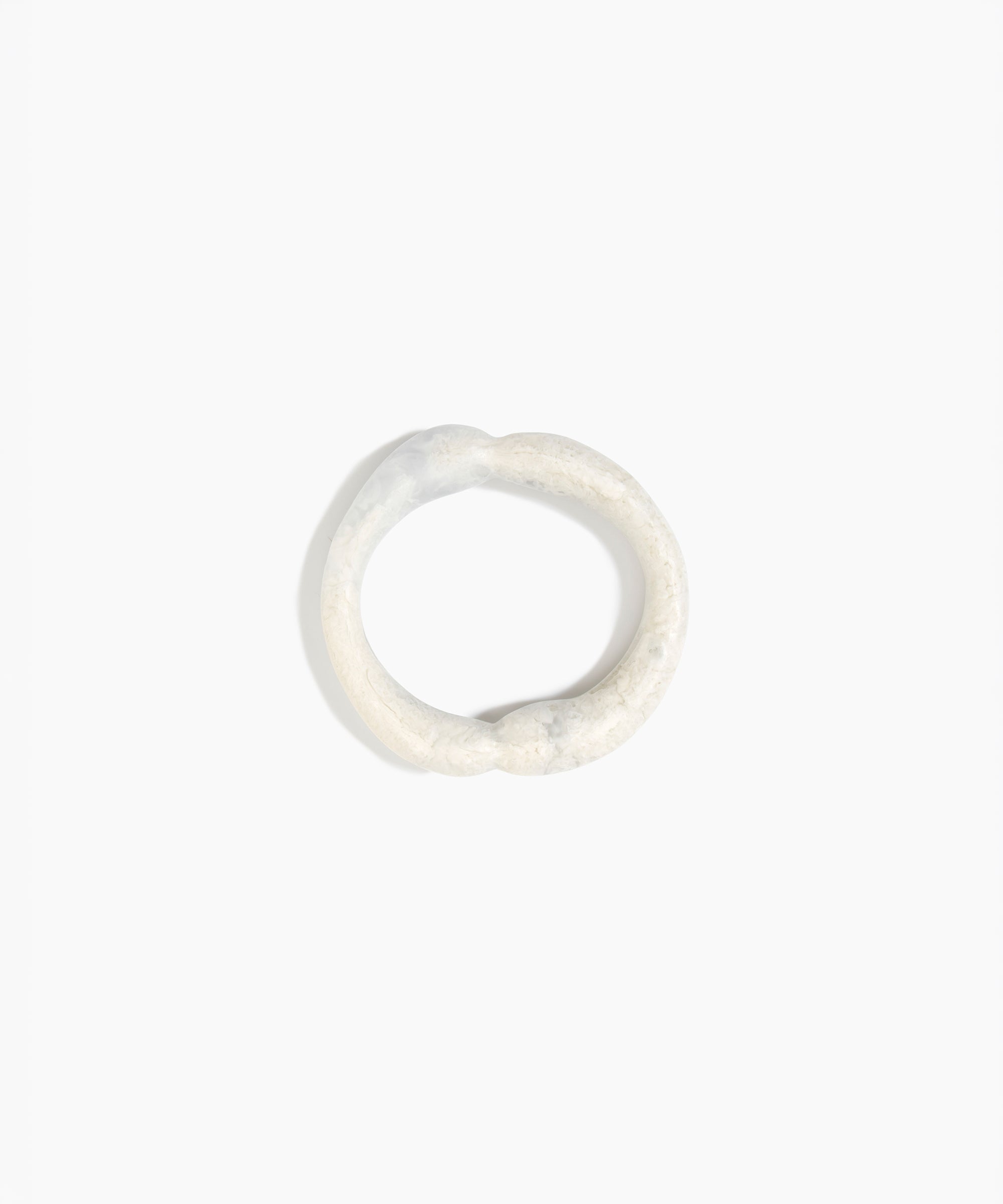 Dinosaur Designs Double Sprout Bangle in Chalk Swirl — handcrafted marbled off-white resin bangle with organic bulbous shape