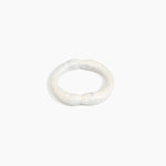 Dinosaur Designs Double Sprout Bangle in Chalk Swirl — handcrafted marbled off-white resin bangle with organic bulbous shape