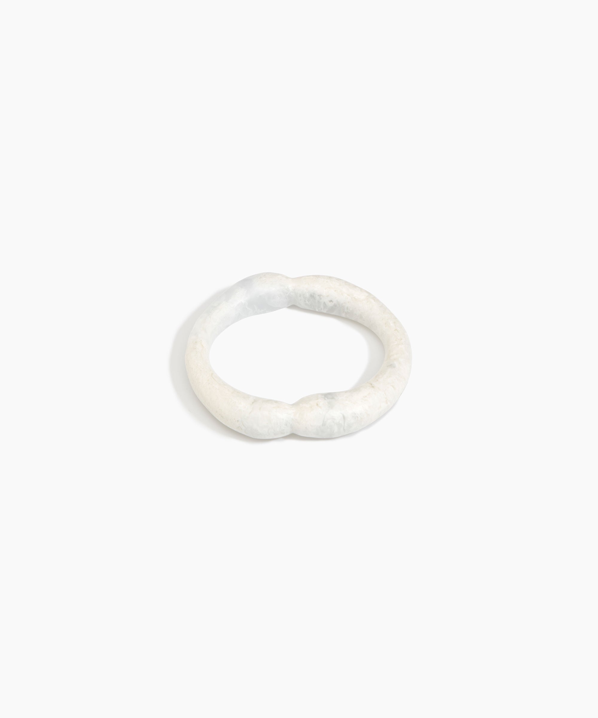 Dinosaur Designs Double Sprout Bangle in Chalk Swirl — handcrafted marbled off-white resin bangle with organic bulbous shape