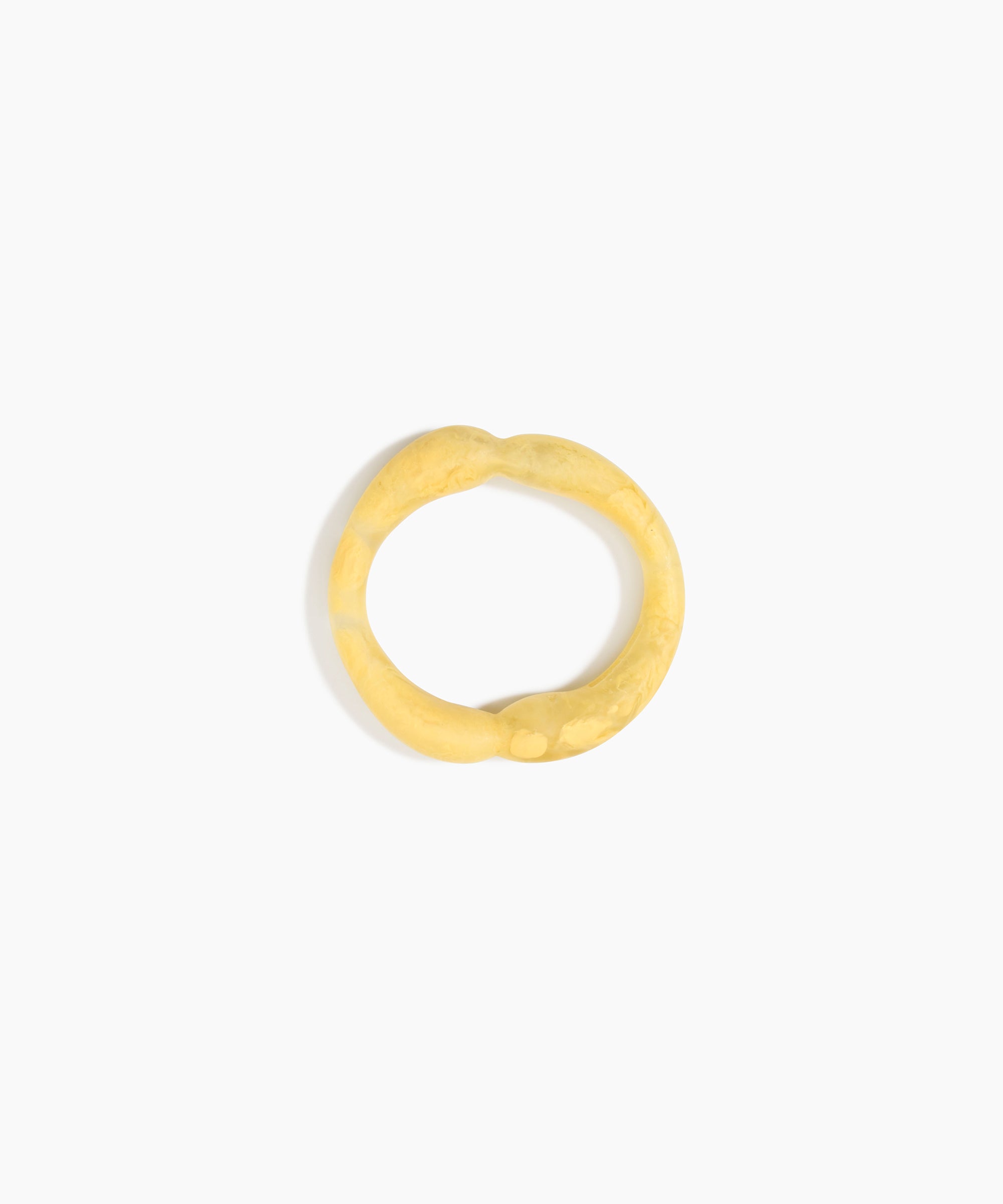 Dinosaur Designs Double Sprout Bangle in Pollen — handcrafted marbled yellow resin bangle with organic bulbous shape