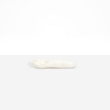 Dinosaur Designs Shell Gelato Scoop in Chalk Swirl — handcrafted marbled off-white resin ice cream scoop with deep rounded bowl and smooth cylindrical handle