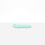 Dinosaur Designs Shell Gelato Scoop in Mint — handcrafted marbled mint blue resin ice cream scoop with deep rounded bowl and smooth cylindrical handle