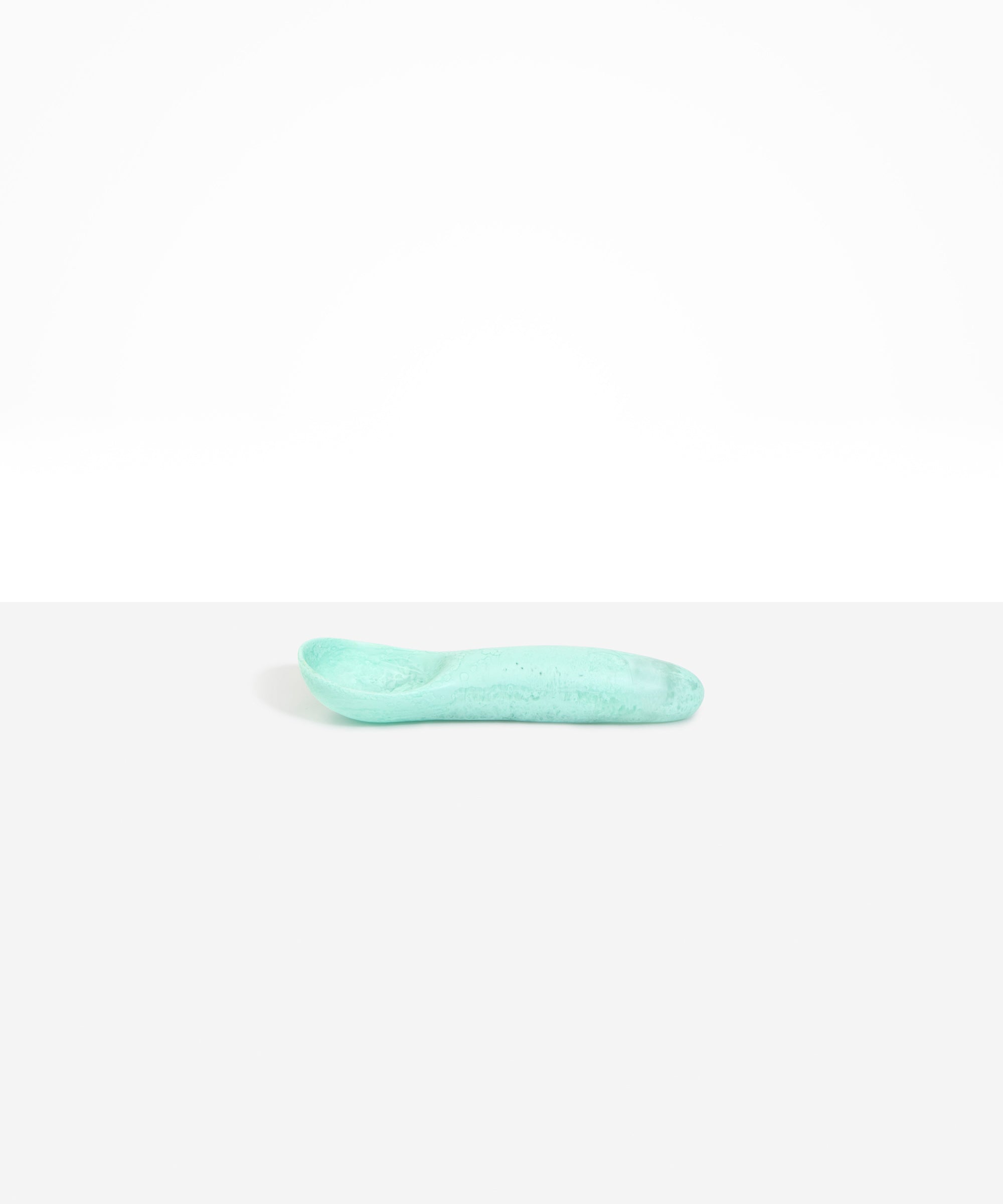 Dinosaur Designs Shell Gelato Scoop in Mint — handcrafted marbled mint blue resin ice cream scoop with deep rounded bowl and smooth cylindrical handle