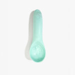 Dinosaur Designs Shell Gelato Scoop in Mint — handcrafted marbled mint blue resin ice cream scoop with deep rounded bowl and smooth cylindrical handle