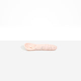Dinosaur Designs Shell Gelato Scoop in Rose Swirl — handcrafted marbled dusty pink resin ice cream scoop with deep rounded bowl and smooth cylindrical handle