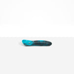 Dinosaur Designs Shell Gelato Scoop in Turquoise — handcrafted marbled teal blue resin ice cream scoop with deep rounded bowl and smooth cylindrical handle