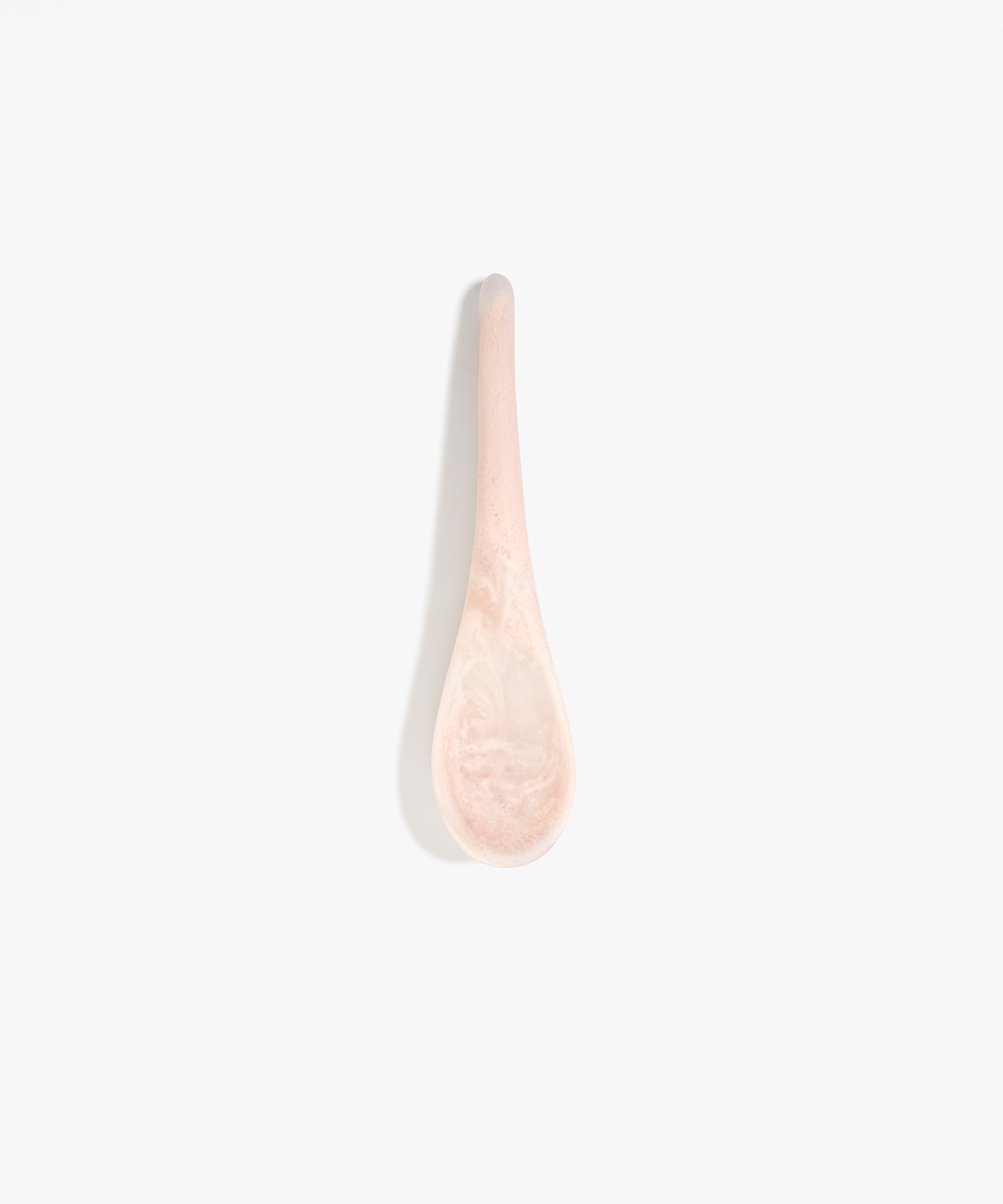 Dinosaur Designs Large Shell Spoon in Rose Swirl — handcrafted marbled dusty pink resin spoon with slender tapered handle