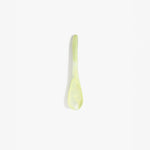 Dinosaur Designs Medium Shell Spoon in Pistachio — handcrafted marbled pale green resin spoon with slender tapered handle