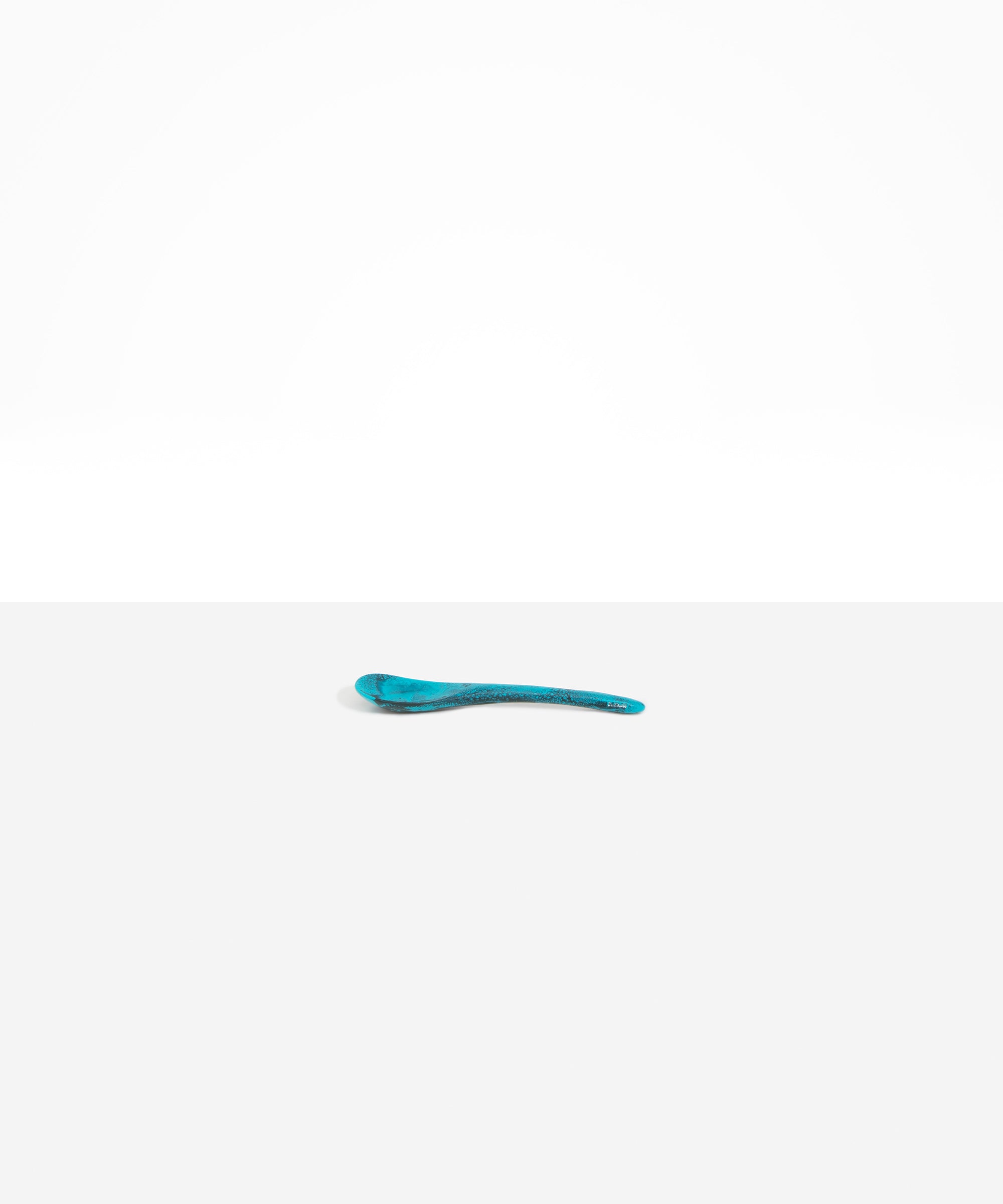 Dinosaur Designs Medium Shell Spoon in Turquoise — handcrafted marbled teal blue resin spoon with slender tapered handle
