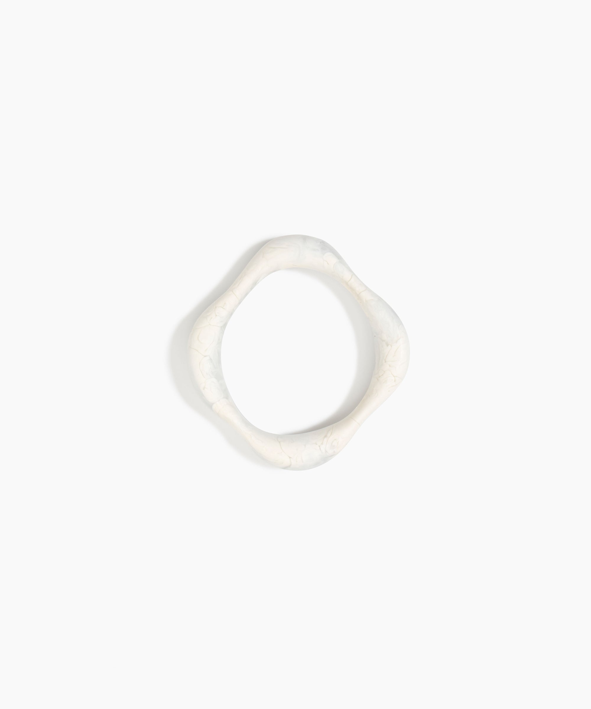 Dinosaur Designs Petal Bangle in Chalk Swirl — handmade marbled cream resin bangle with slim undulating organic form