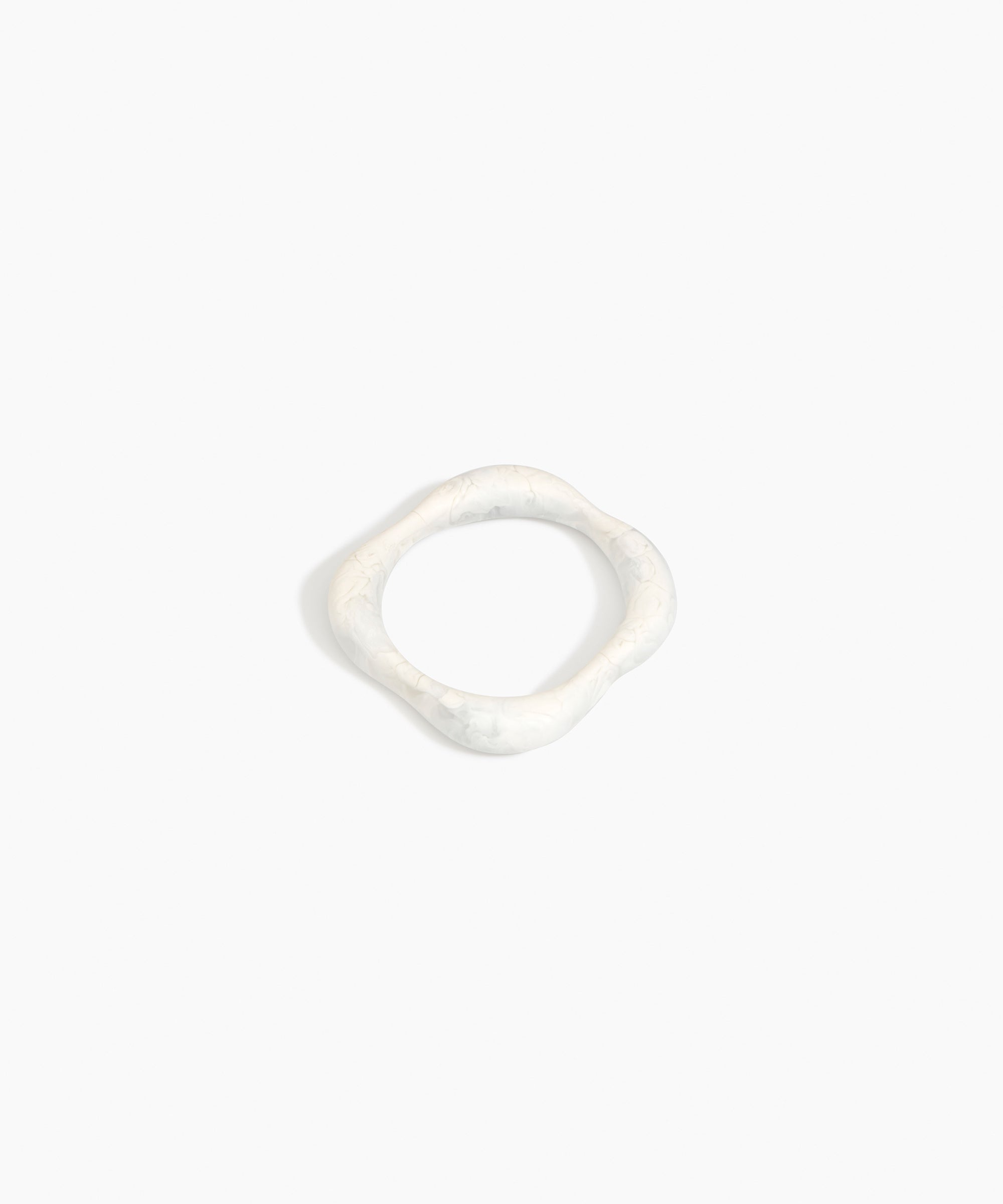 Dinosaur Designs Petal Bangle in Chalk Swirl — handmade marbled cream resin bangle with slim undulating organic form