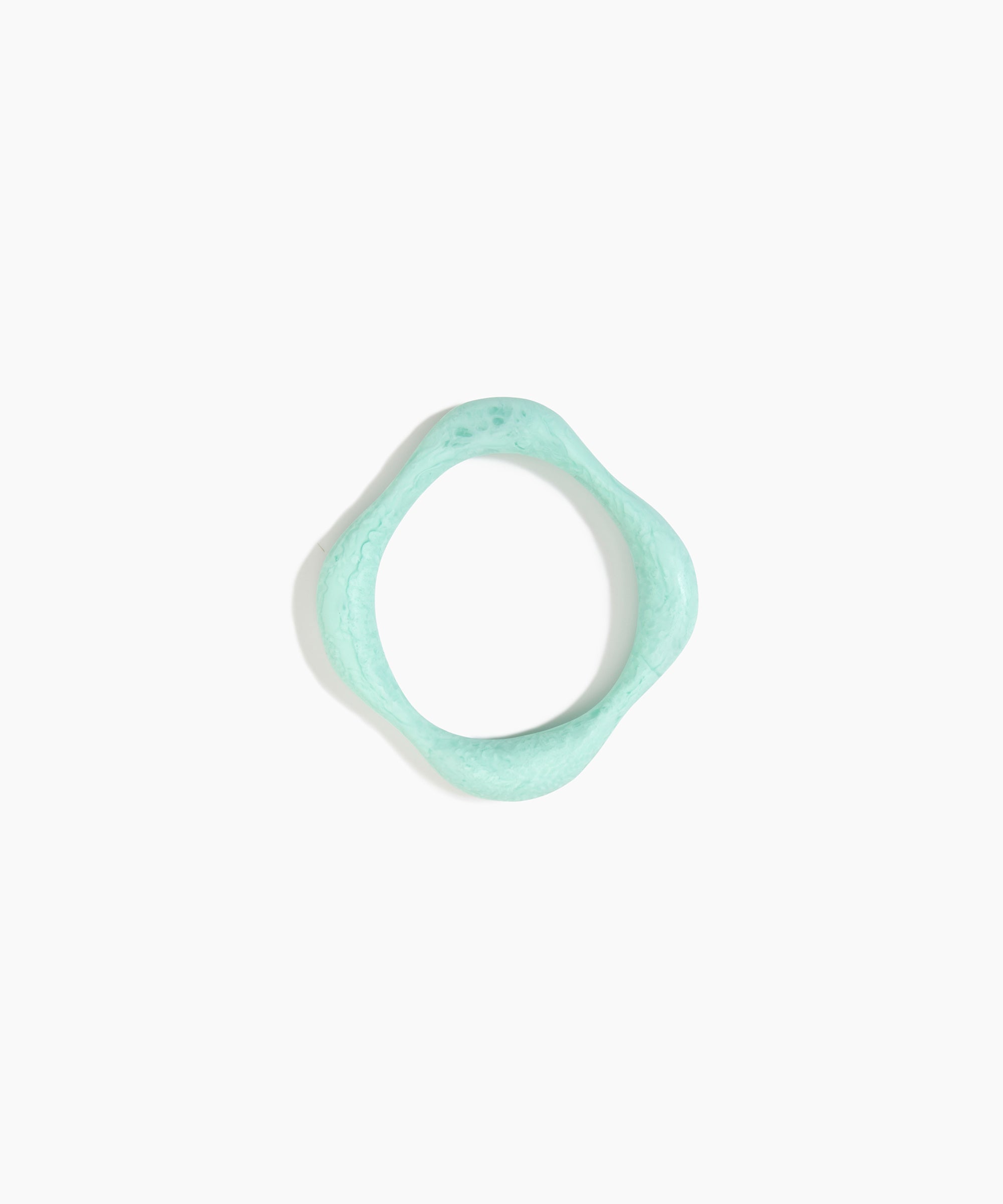 Dinosaur Designs Petal Bangle in Mint — handmade marbled mint blue resin bangle with slim undulating organic form