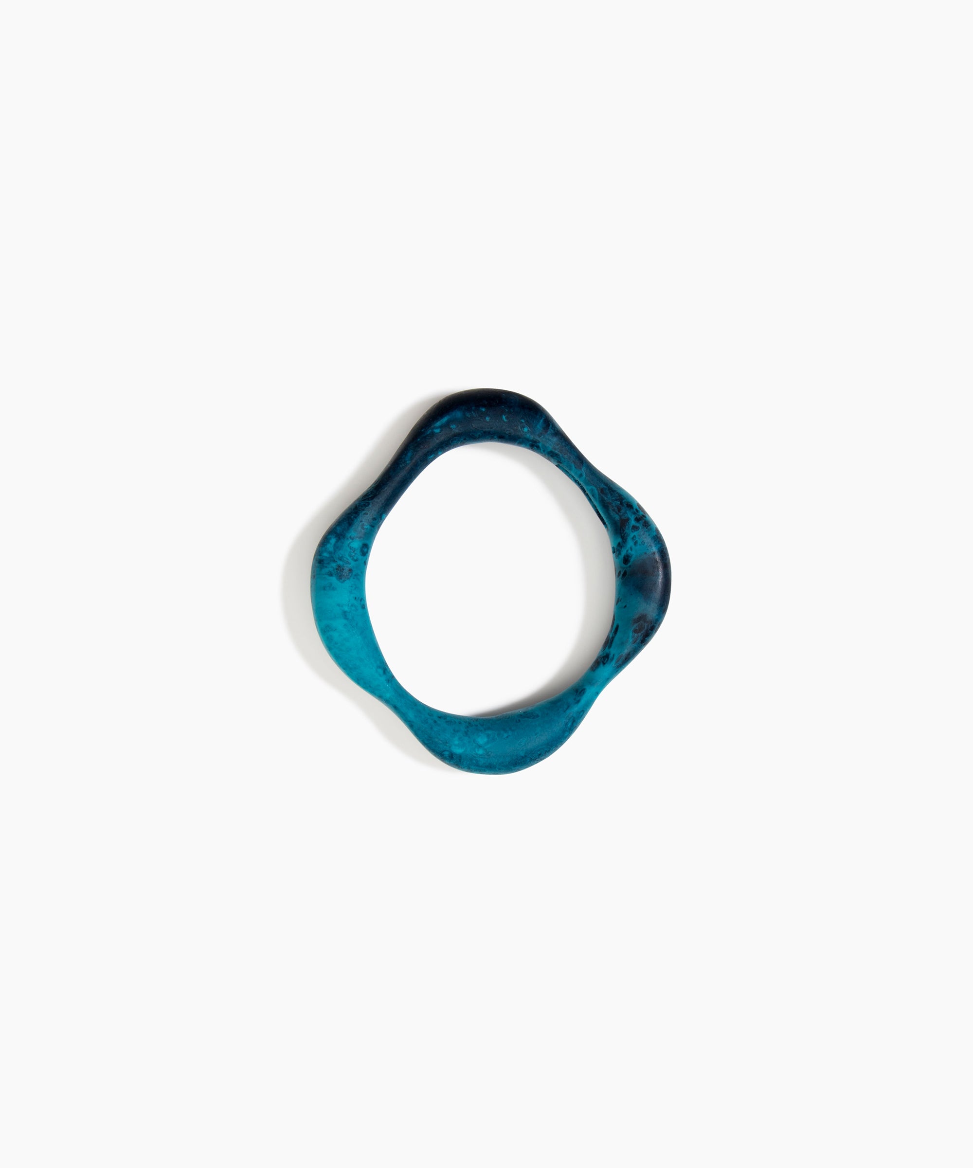 Dinosaur Designs Petal Bangle in Turquoise — handmade marbled teal blue resin bangle with slim undulating organic form