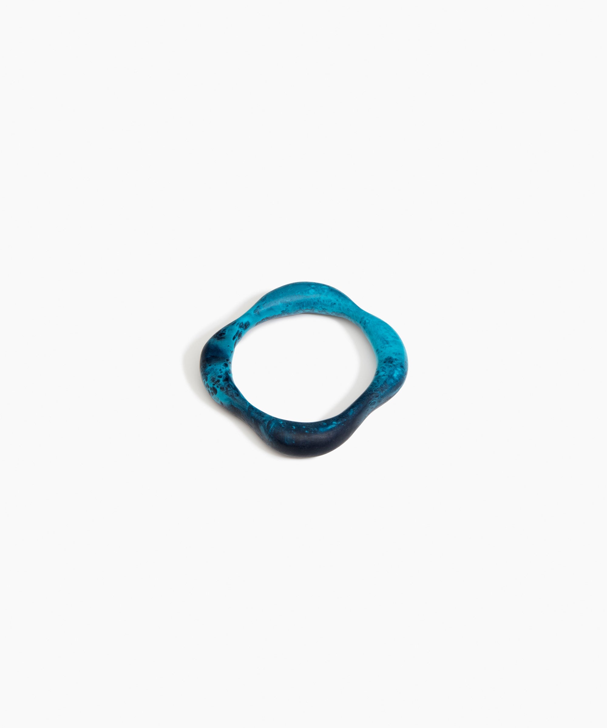 Dinosaur Designs Petal Bangle in Turquoise — handmade marbled teal blue resin bangle with slim undulating organic form