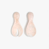 Dinosaur Designs Rock Servers in Rose Swirl — handcrafted marbled dusty pink resin salad server set with rounded bulb handles, fork and spoon.