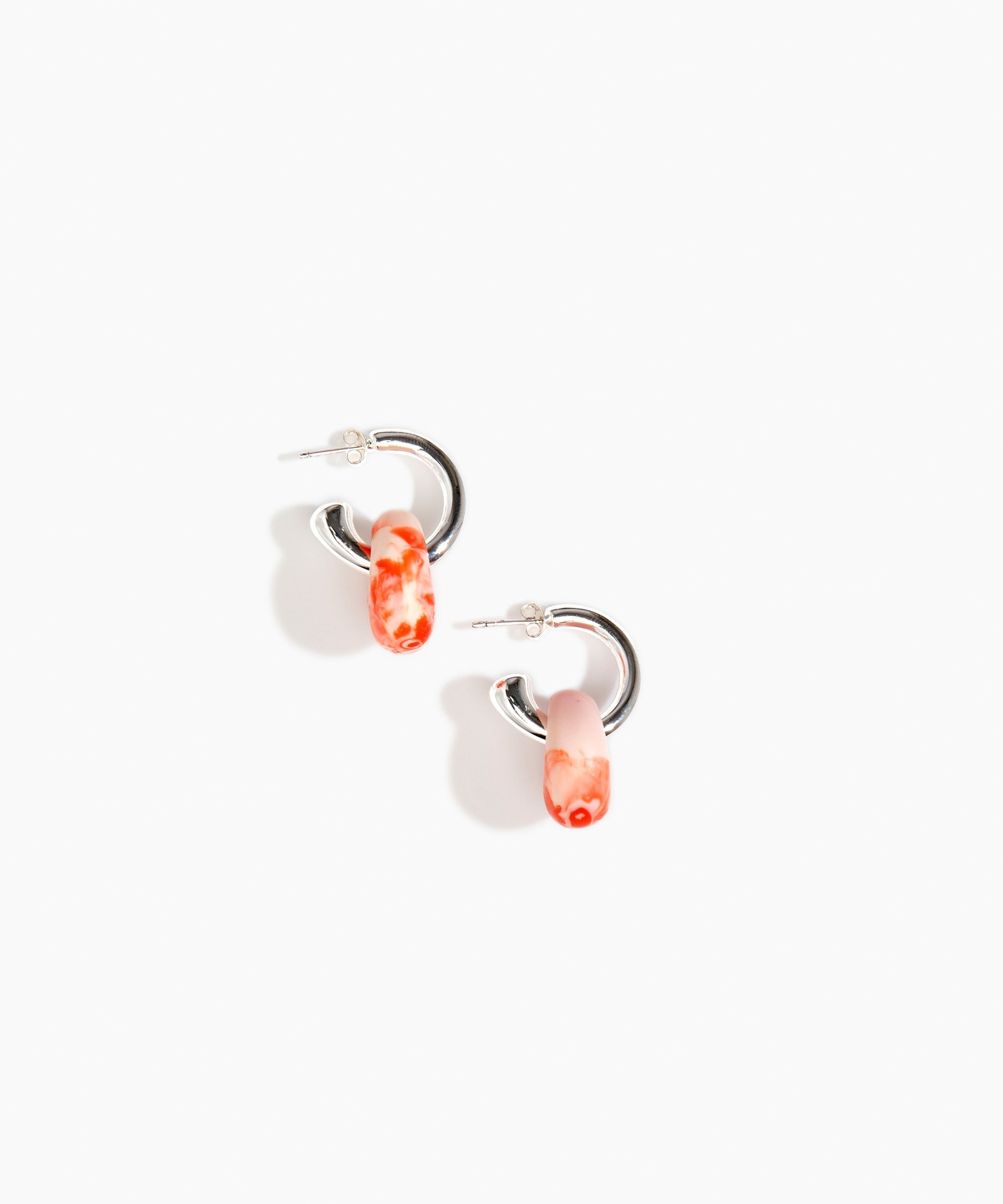 Small Splash Earrings Strawberry Silver-Plated Brass Hoop