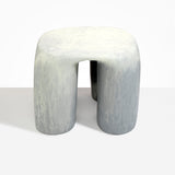 Dinosaur Designs 4-Leg Rock Tower Table in Cloud — handcrafted marbled grey and cream resin side table with square top and four chunky rounded legs