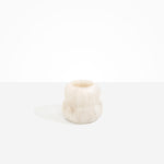 Dinosaur Designs Medium Beehive Vase in Chalk Swirl — handcrafted marbled off-white and clear resin vase with stacked bubble silhouette and wide opening..