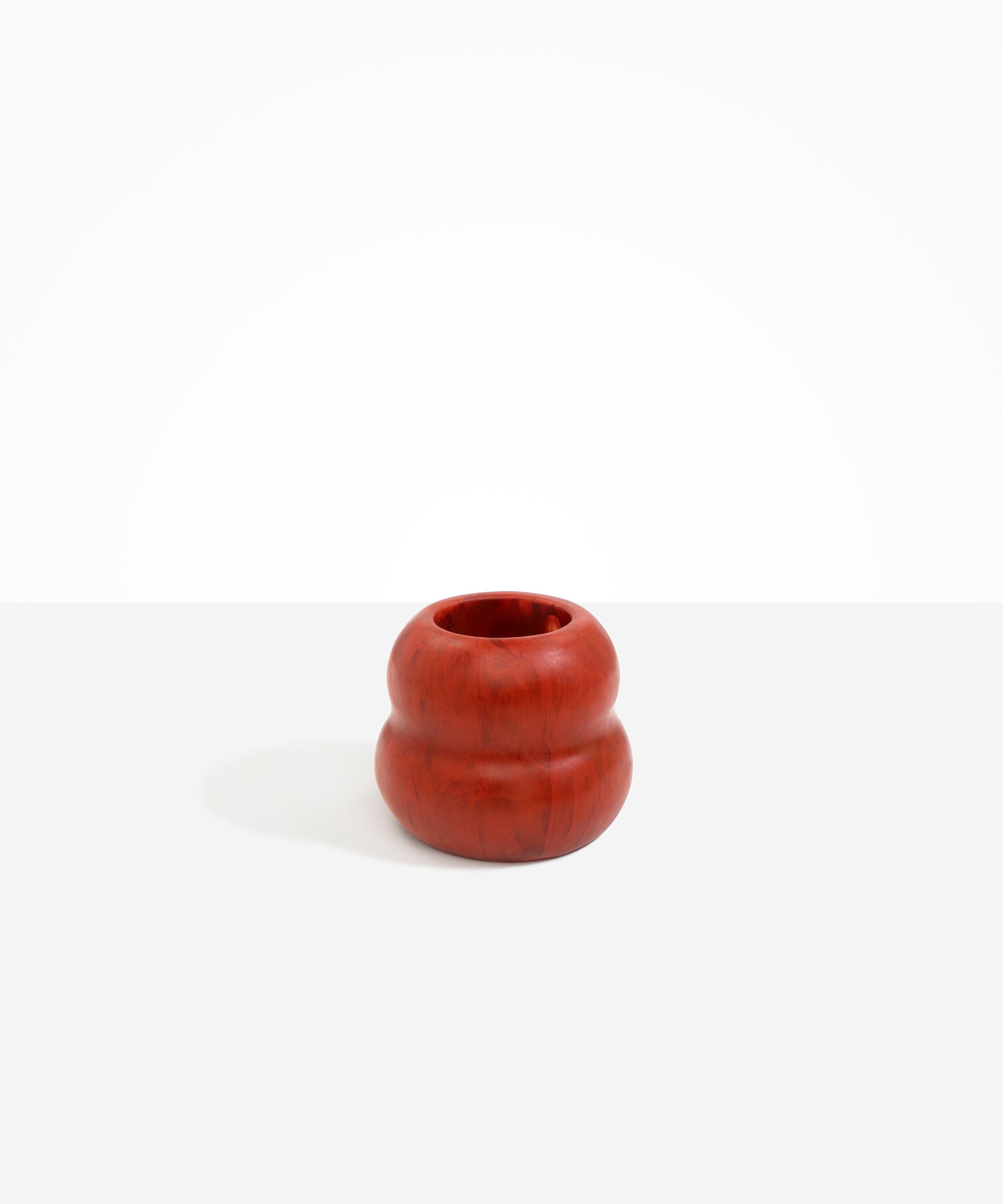 Dinosaur Designs Medium Beehive Vase in Lava — handcrafted marbled terracotta red resin vase with stacked bubble silhouette and wide opening..