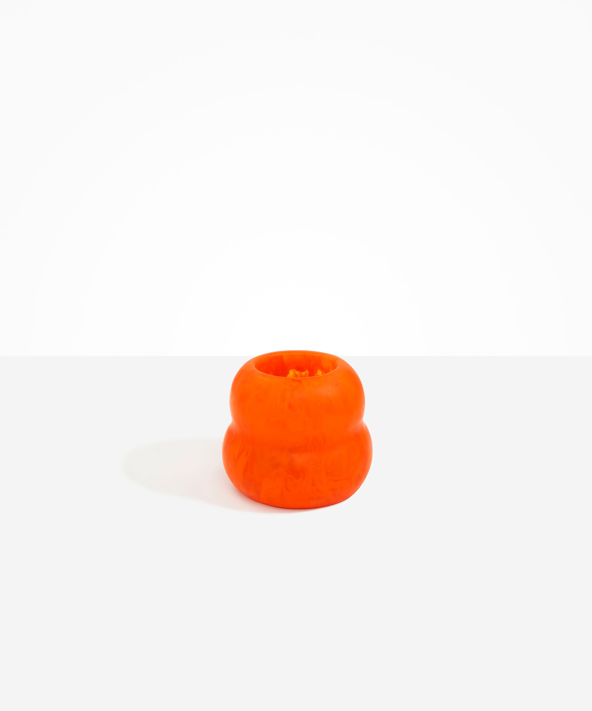 Dinosaur Designs Medium Beehive Vase in Tangerine — handcrafted marbled orange and clear resin vase with stacked bubble silhouette and wide opening..