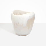 Dinosaur Designs Large Beetle Vase in Chalk Swirl — handcrafted marbled off-white resin vase with wide rounded body and sculpted open petal-shaped rim