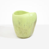 Dinosaur Designs Large Beetle Vase in Pistachio — handcrafted marbled pastel green resin vase with wide rounded body and sculpted open petal-shaped rim