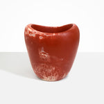 Dinosaur Designs Large Beetle Vase in Rust — handcrafted marbled terracotta red and cream resin vase with wide rounded body and sculpted open petal-shaped rim