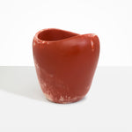 Dinosaur Designs Large Beetle Vase in Rust — handcrafted marbled terracotta red and cream resin vase with wide rounded body and sculpted open petal-shaped rim