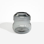 Dinosaur Designs Large Glass Beehive Vase in Clear Black — handblown transparent black glass vase with stacked round silhouette and wide open rim