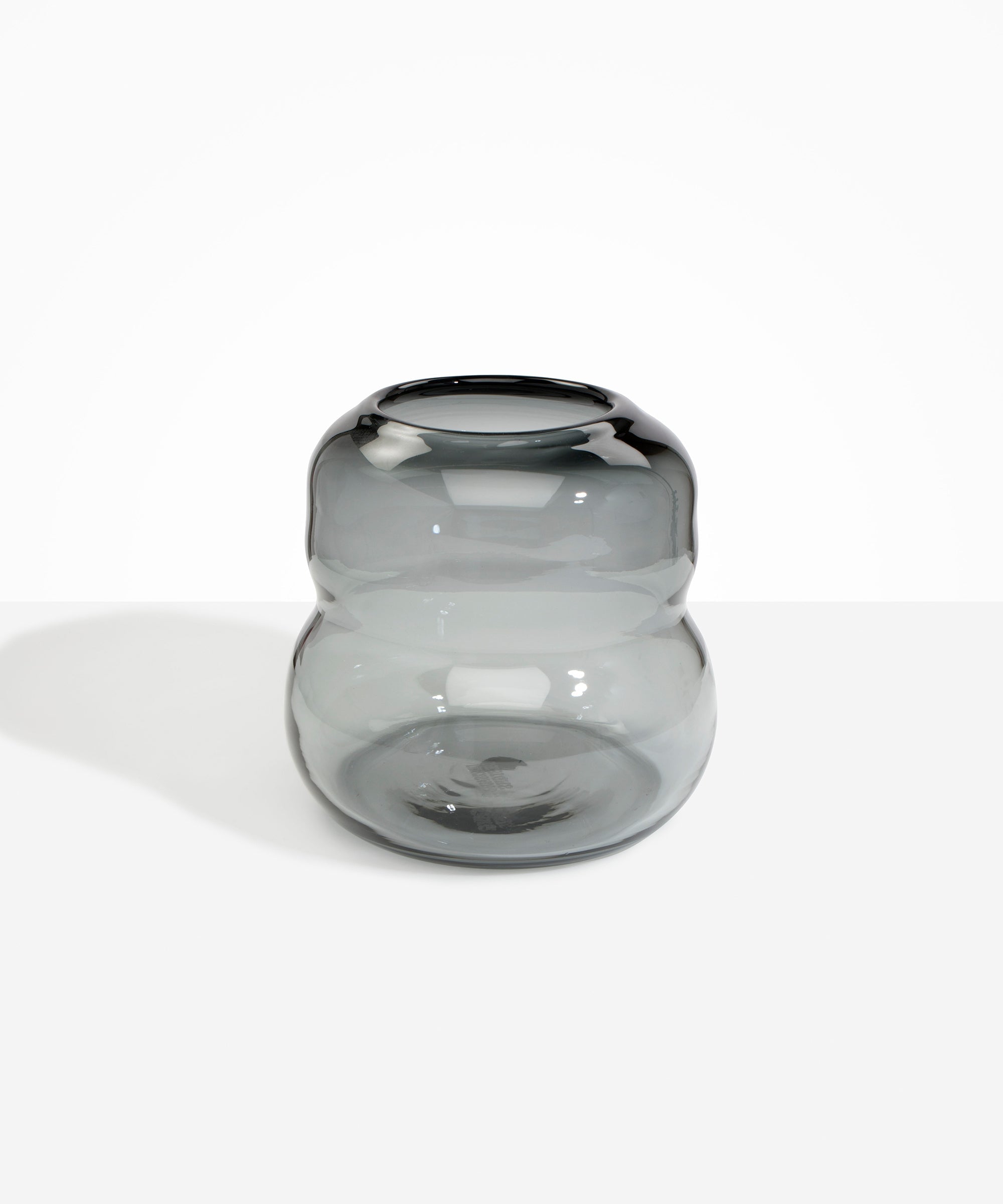 Dinosaur Designs Large Glass Beehive Vase in Clear Black — handblown transparent black glass vase with stacked round silhouette and wide open rim