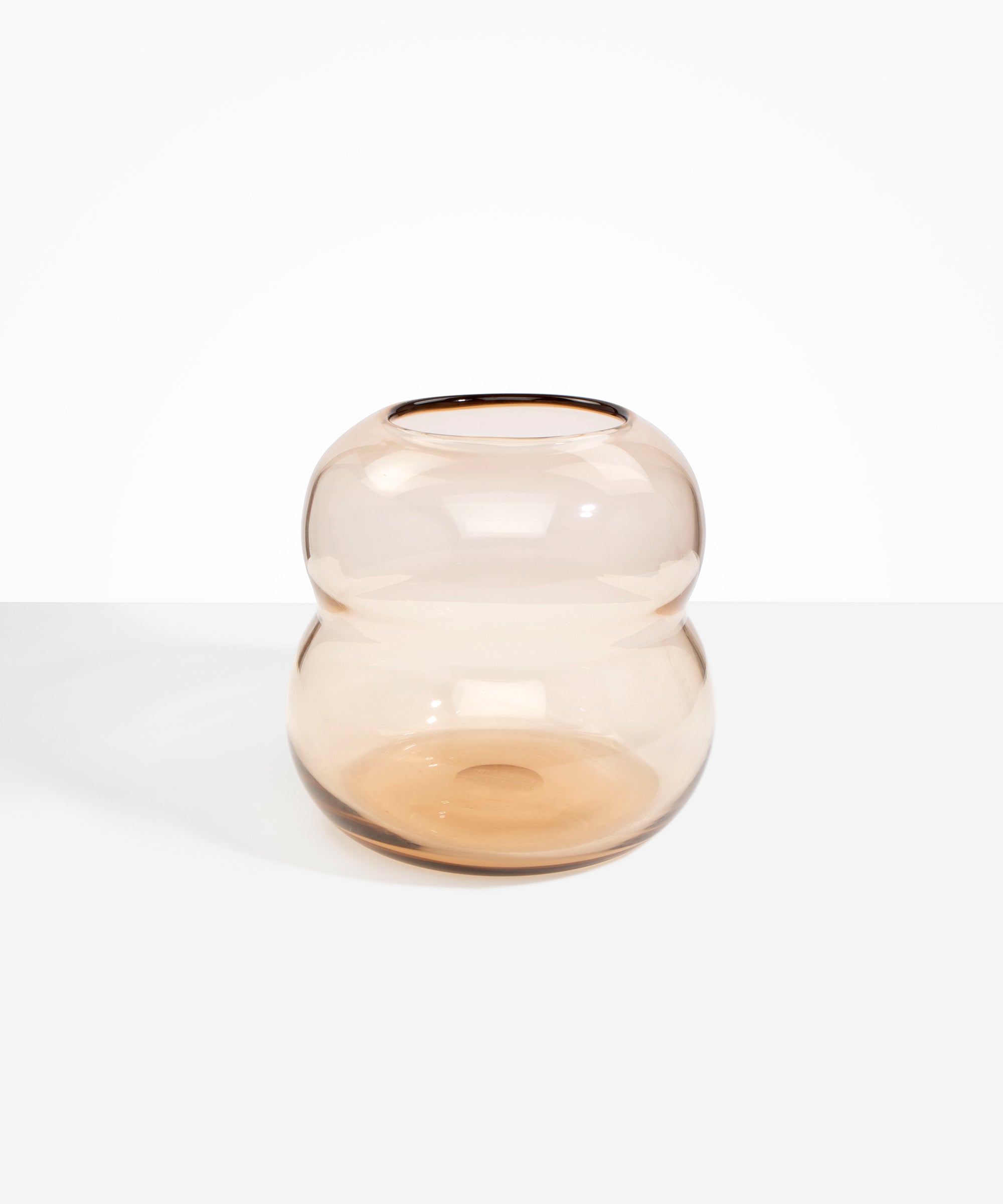 Dinosaur Designs Large Glass Beehive Vase in Clear Brown — handblown light brown glass vase with stacked round silhouette and wide open rim