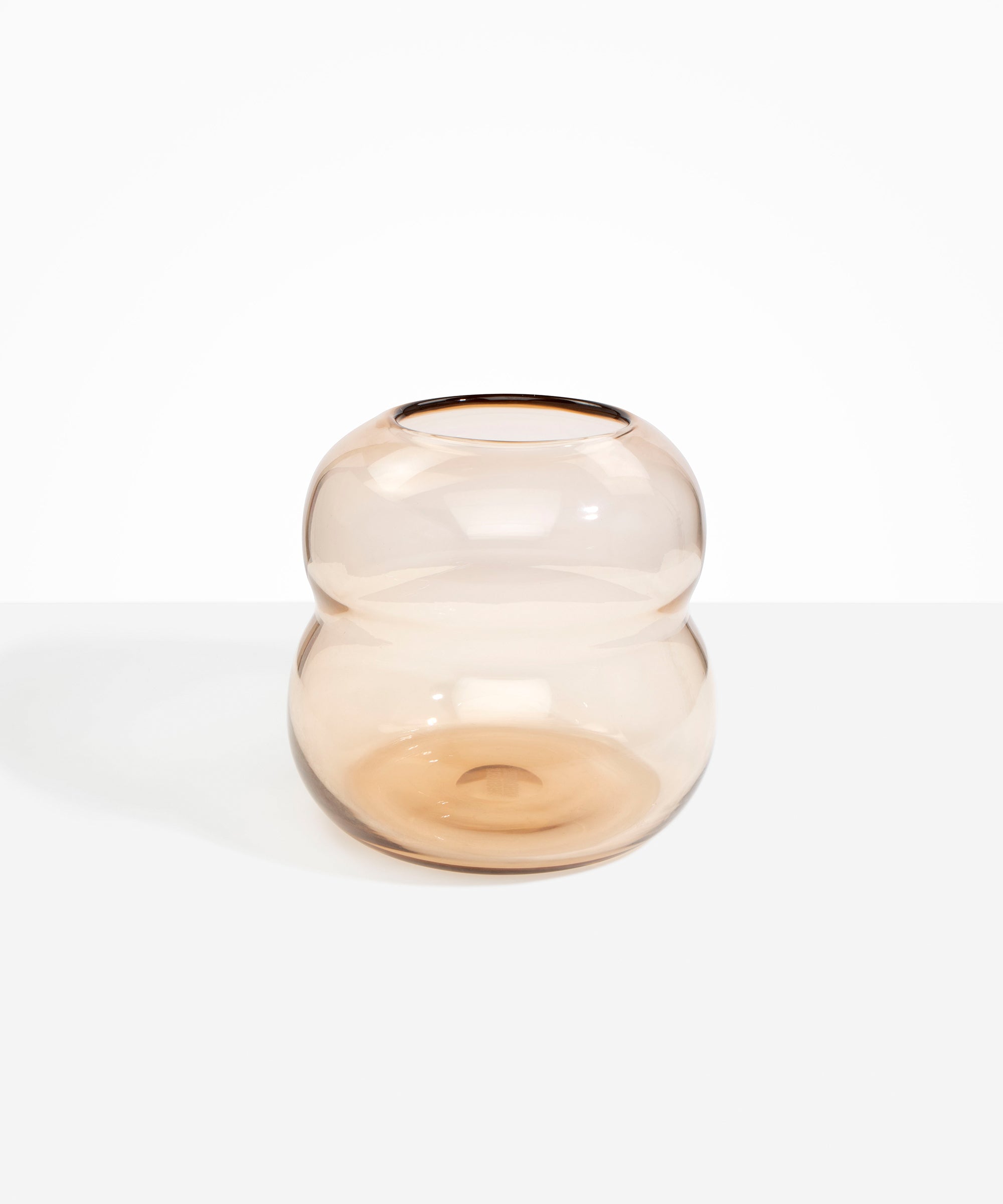 Dinosaur Designs Large Glass Beehive Vase in Clear Brown — handblown light brown glass vase with stacked round silhouette and wide open rim