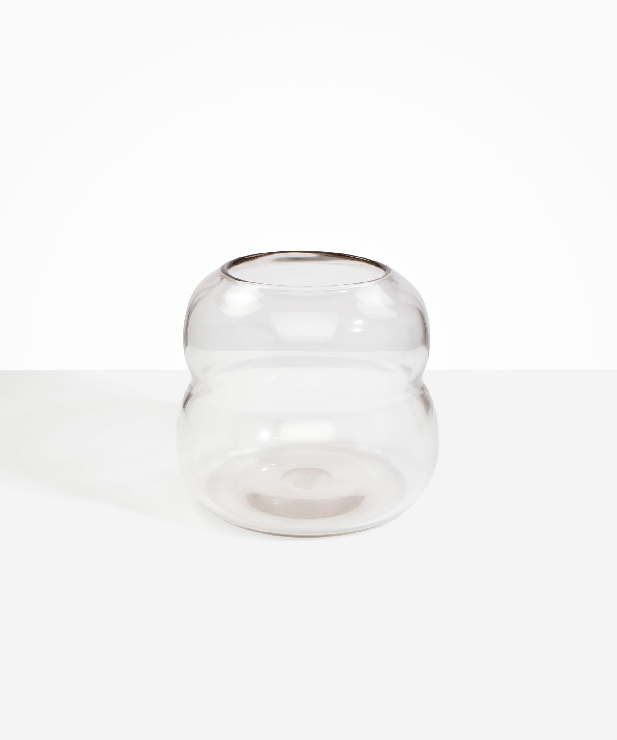 Dinosaur Designs Large Glass Beehive Vase in Clear — handblown transparent glass vase with stacked round silhouette and wide open rim