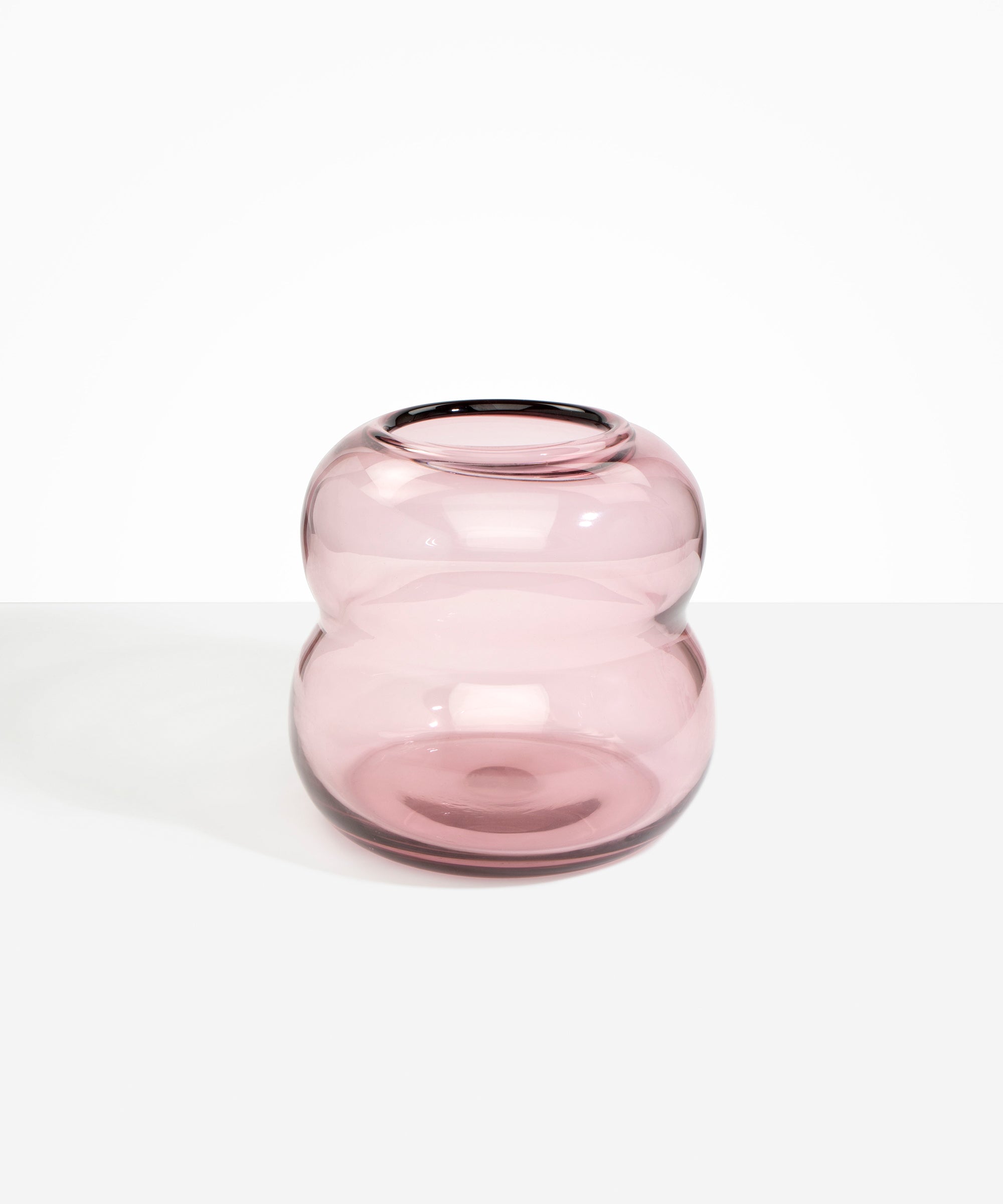 Dinosaur Designs Large Glass Beehive Vase in Pink — handblown pink glass vase with stacked round silhouette and wide open rim