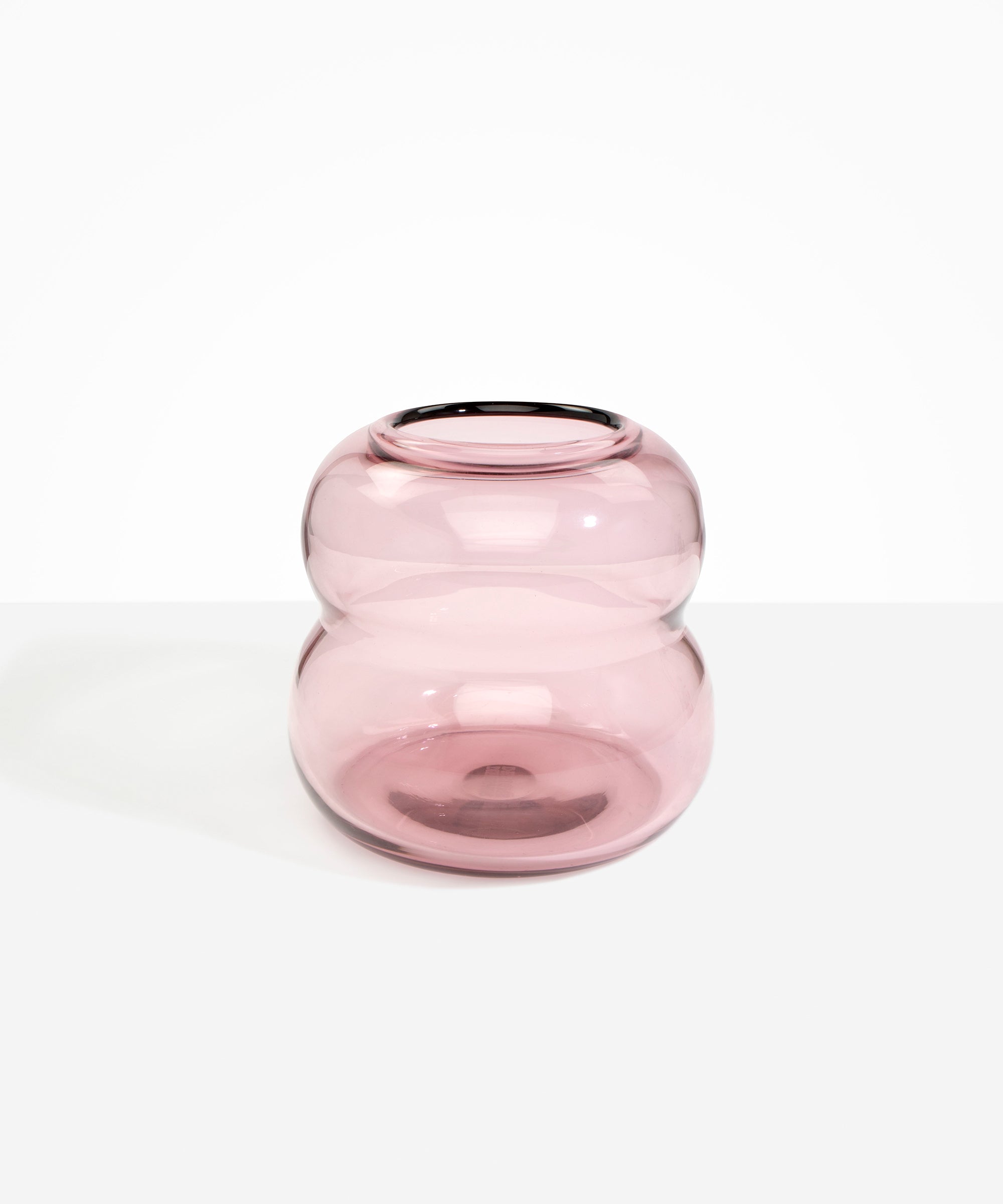 Dinosaur Designs Large Glass Beehive Vase in Pink — handblown pink glass vase with stacked round silhouette and wide open rim