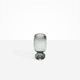 Dinosaur Designs Small Glass Rockpool Vase in Clear Black — handblown transparent black glass vase with rounded bulbous body and small spherical pedestal base