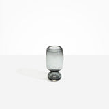 Dinosaur Designs Small Glass Rockpool Vase in Clear Black — handblown transparent black glass vase with rounded bulbous body and small spherical pedestal base