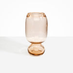 Dinosaur Designs Tall Glass Rockpool Vase in Clear Brown — handblown transparent brown glass vase with rounded bulbous body and spherical pedestal base