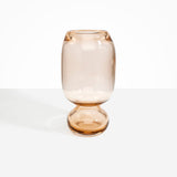 Dinosaur Designs Tall Glass Rockpool Vase in Clear Brown — handblown transparent brown glass vase with rounded bulbous body and spherical pedestal base