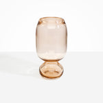 Dinosaur Designs Tall Glass Rockpool Vase in Clear Brown — handblown transparent brown glass vase with rounded bulbous body and spherical pedestal base