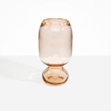 Dinosaur Designs Tall Glass Rockpool Vase in Clear Brown — handblown transparent brown glass vase with rounded bulbous body and spherical pedestal base