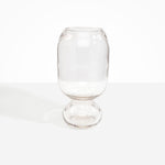Dinosaur Designs Tall Glass Rockpool Vase in Clear — handblown transparent glass vase with rounded bulbous body and spherical pedestal base