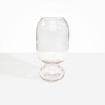 Dinosaur Designs Tall Glass Rockpool Vase in Clear — handblown transparent glass vase with rounded bulbous body and spherical pedestal base