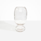 Dinosaur Designs Tall Glass Rockpool Vase in Clear — handblown transparent glass vase with rounded bulbous body and spherical pedestal base