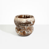 Dinosaur Designs Large Honeypot Vase in Cappuccino — handcrafted marbled brown and cream resin vase with wide opening and rounded stacked bubble silhouette..