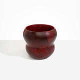 Dinosaur Designs Large Honeypot Vase in Crimson — handcrafted marbled scarlet red resin vase with wide opening and rounded stacked bubble silhouette..
