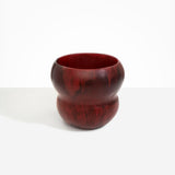 Dinosaur Designs Large Honeypot Vase in Crimson — handcrafted marbled scarlet red resin vase with wide opening and rounded stacked bubble silhouette..
