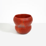 Dinosaur Designs Large Honeypot Vase in Lava — handcrafted marbled terracotta red and clear resin vase with wide opening and rounded stacked bubble silhouette..
