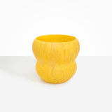 Dinosaur Designs Large Honeypot Vase in Pollen — handcrafted marbled yellow and clear resin vase with wide opening and rounded stacked bubble silhouette..