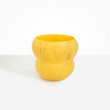 Dinosaur Designs Large Honeypot Vase in Pollen — handcrafted marbled yellow and clear resin vase with wide opening and rounded stacked bubble silhouette..